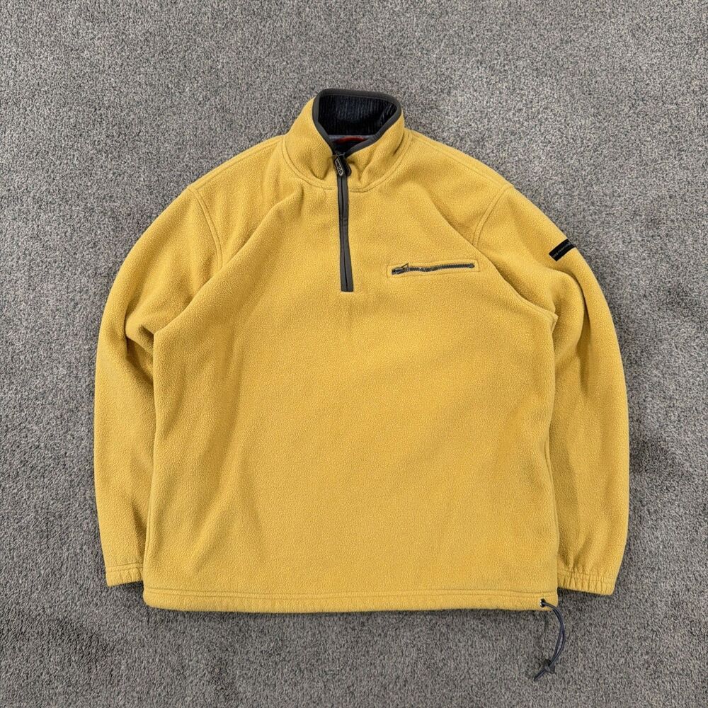 Vintage Y2K IZOD PerformX Fleece Pullover Mens L Mustard 1/4 Zip Gorpcore